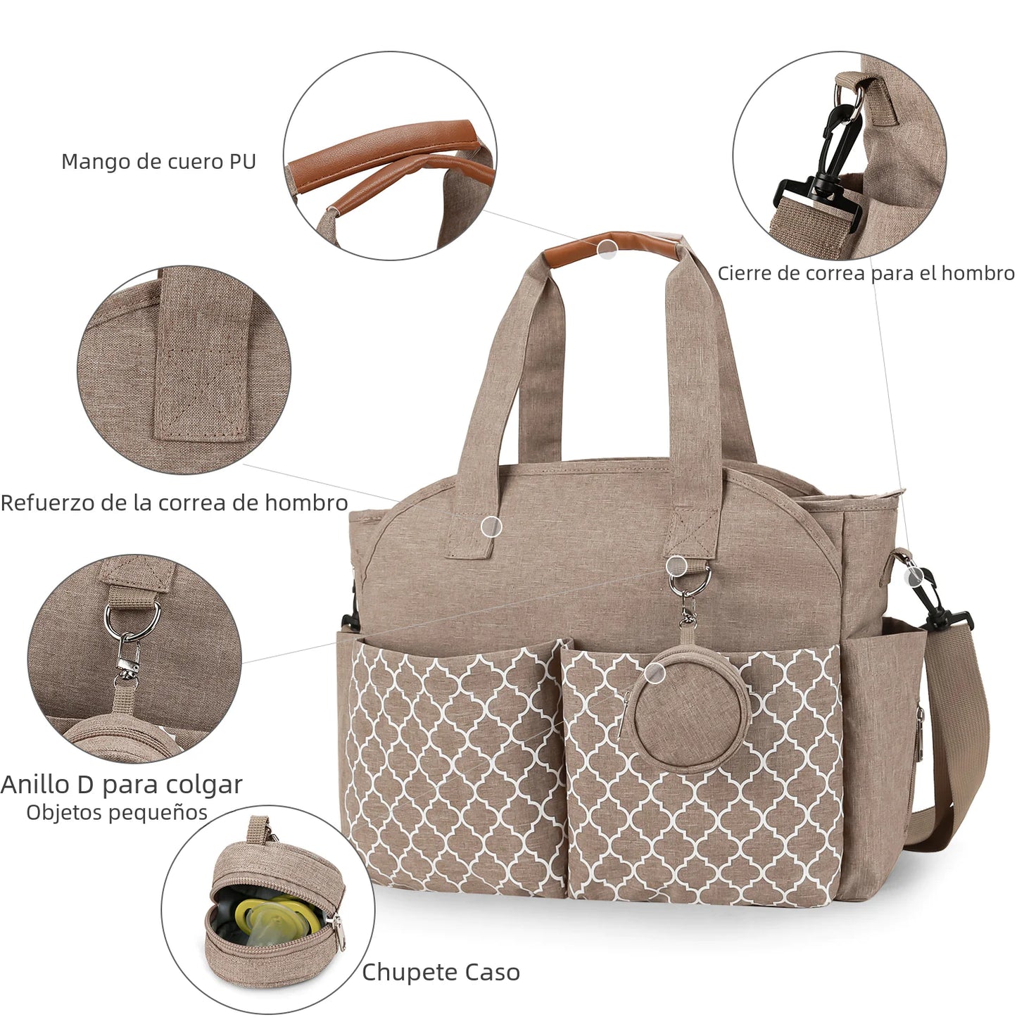 New Stylish Mommy Bag with Geometric Print and Pacifier