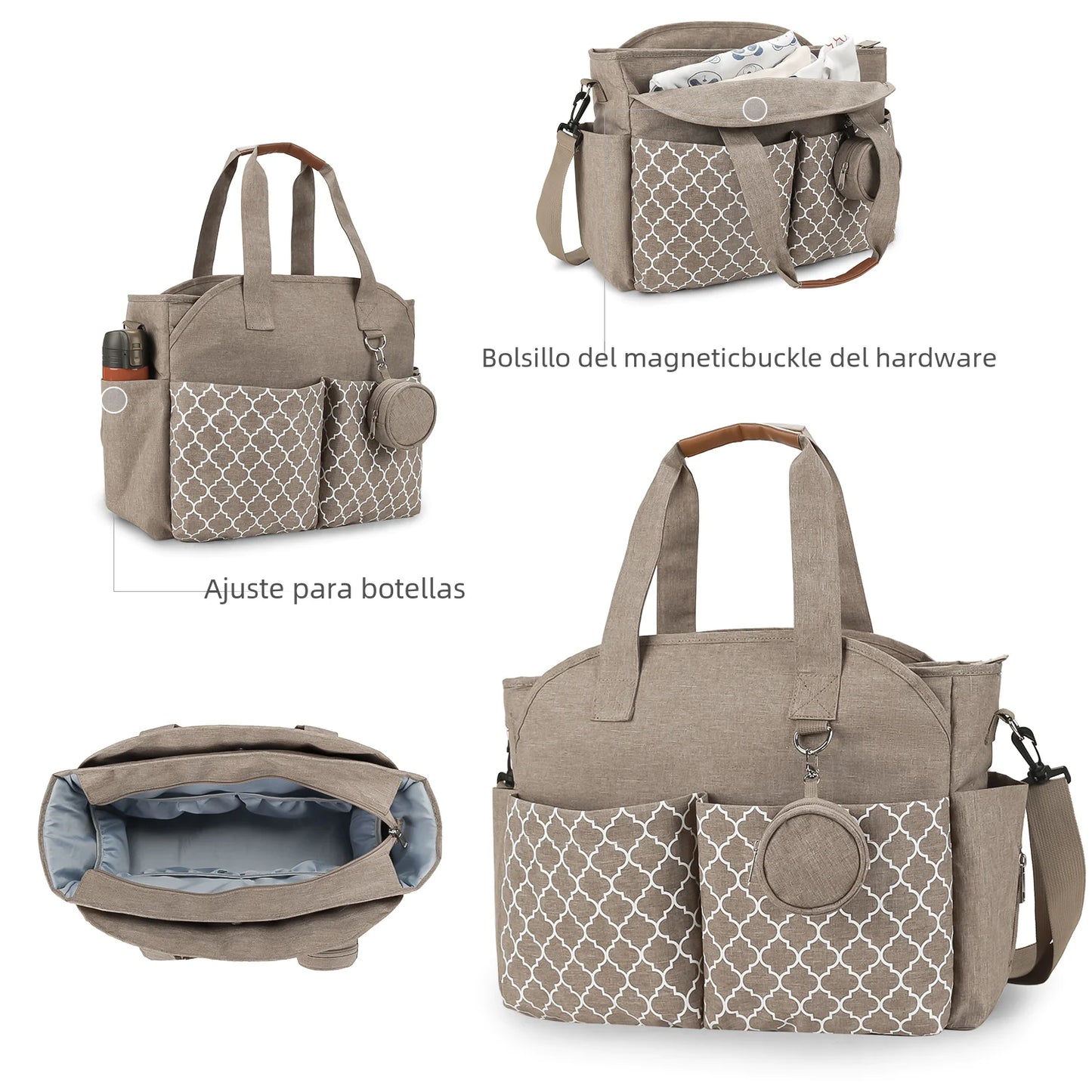 New Stylish Mommy Bag with Geometric Print and Pacifier