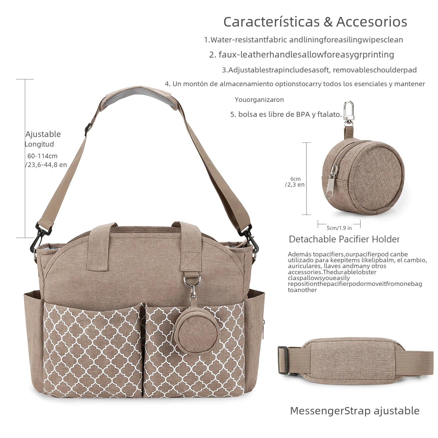 New Stylish Mommy Bag with Geometric Print and Pacifier