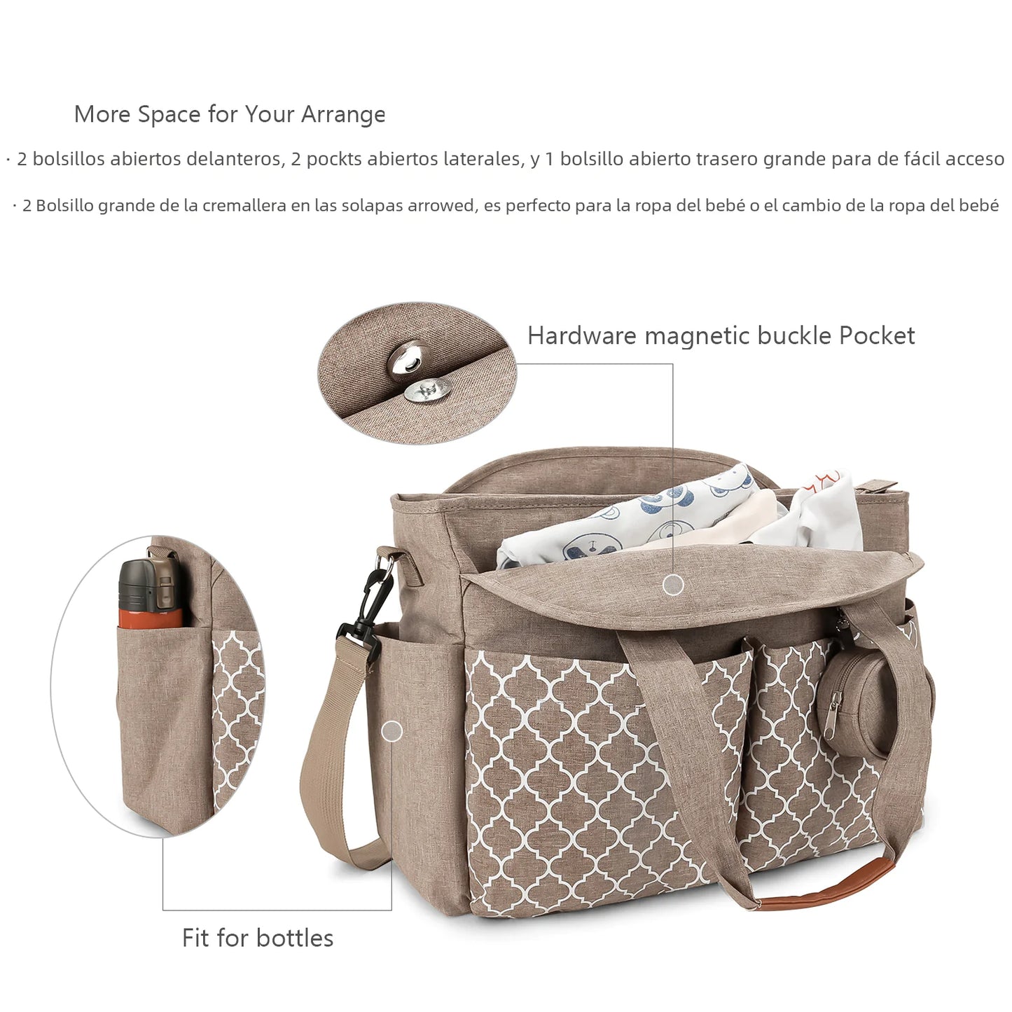 New Stylish Mommy Bag with Geometric Print and Pacifier