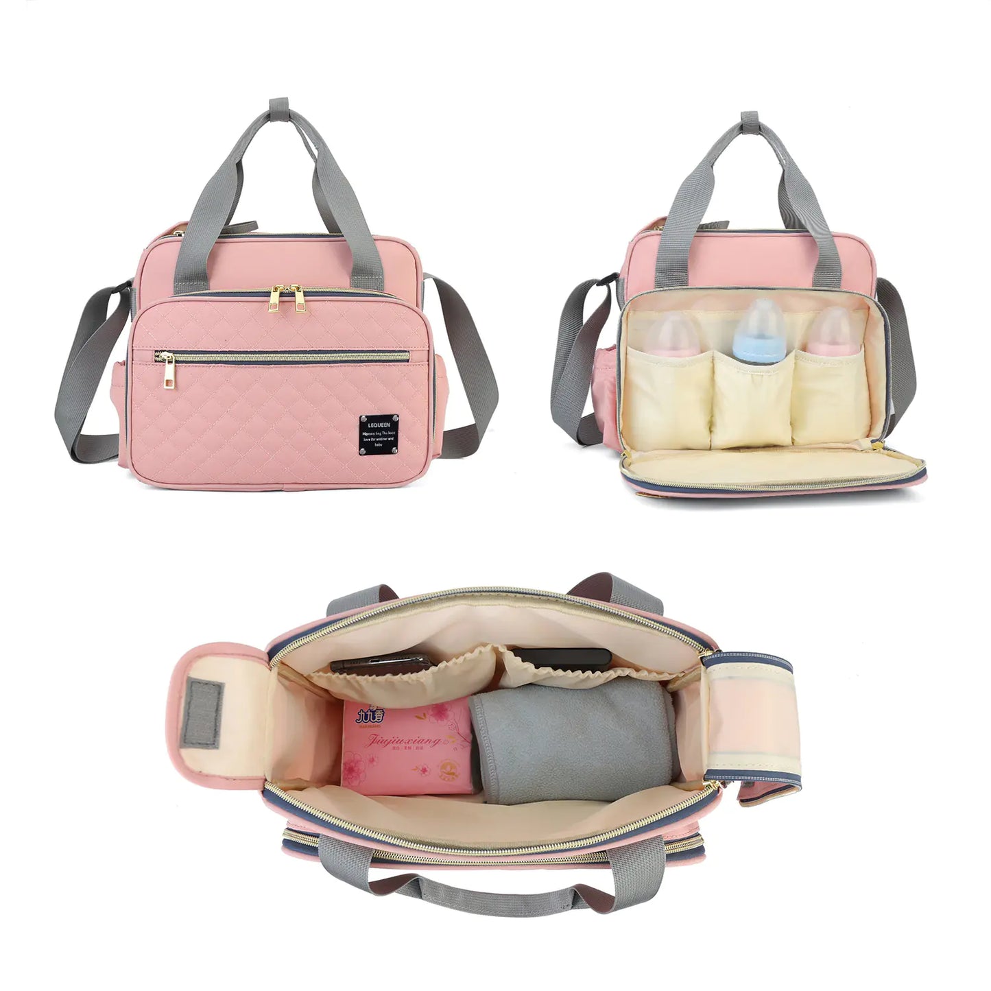 LEQUEEN Stylish Waterproof Multi-Function Mommy Bag